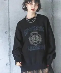 PAGEBOY カレッジ刺繍BIGスウェット オーバーサイズ チャコール