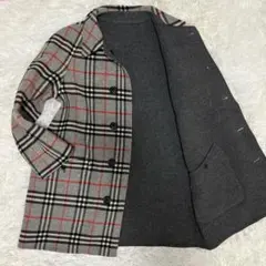 【極美品/M】バーバリー リバーシブル チェスターコート メガノバ ラム混 灰色