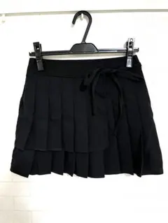 GRLブラック プリーツスカート リボン付き