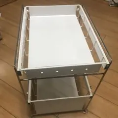 ホワイト スチールラック 2段