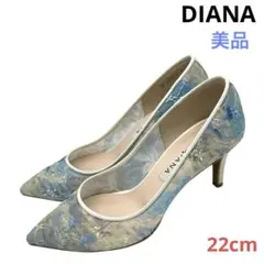 〈美品〉DIANA ダイアナ【22cm】チュールデザイン フラワーレースパンプスのサムネイル