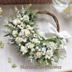 Natural＊グリーンとホワイトリース＊ドライフラワーリース - メルカリ