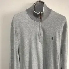 ハーフジップ ラルフローレン トレーナー スウェット グレー XL 大きめサイズ