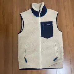 Patagonia フリース ベスト ホワイト/ネイビー