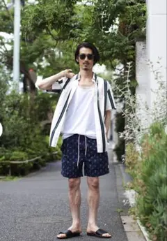 H.R. MARKET スクールストライプ ボタンダウンシャツ　ネイビー　L