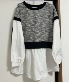 ツイードニットレイヤードシャツ