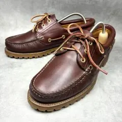 ジーエイチバス】デッキシューズ 3アイレット 本革 7.5 茶 美品 TAN