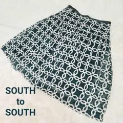 SOUTH to SOUTH 総柄スカート M グリーン ウエストゴム 裏地付のサムネイル