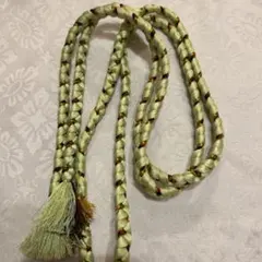 薄緑色 編み込み帯締め タッセル付き