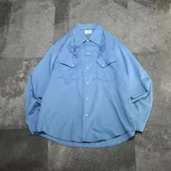 古着 70's 刺繍 ウエスタンシャツ デザインシャツ 長袖シャツ シャツ 水色