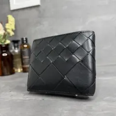★美品★BOTTEGA VENETA 二つ折り財布 カセット デグラデ加工 黒