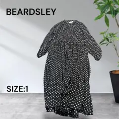 2881☆美品BEARDSLEY ドット柄ギャザーワンピース ブラック サイズ1のサムネイル