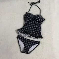 【未使用に近い】ドット柄 タンキニ 水着 セパレート S 黒 フリルのサムネイル