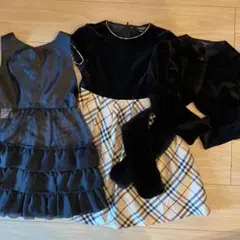バーバリー　フォーマル　ワンピース　マフラー、パニエとボレロ付き4点セット入学式のサムネイル