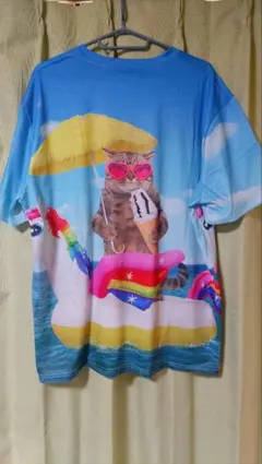 アニマルプリントTシャツ（３L）猫アイスクリーム