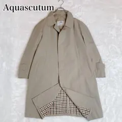 アクアスキュータム トレンチコート シングル ベージュ チェック ステンカラー