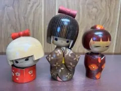 日本工芸品/作家こけし・3体セット