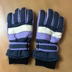 キッズ スキー用パッド入り手袋 黒 紫