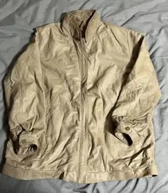 ベージュ レザー ジップアップジャケット
