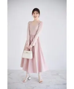 前後２ＷＡＹリブニット×タフタドッキングワンピース