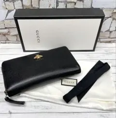 本物 グッチ 長財布 ファスナー メンズ アニマリエ 黒 珍しい 虎 