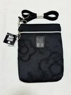 MARY QUANT スマホショルダーポーチ デイジー刺繍入りブラック