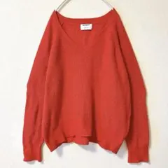 OLD NAVY Vネックニット セーター レッド M レディース ゆったり