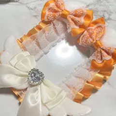 B8 オレンジ 白猫耳天使 トレカケースデコ 硬質ケースデコ レースデコ 推し活