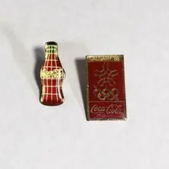 コカコーラ CocaCola オリンピック 瓶 ボトル ピンズ 2点セット
