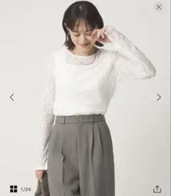 【greenlabelrelaxing】シアー レース プルオーバー カットソー