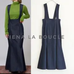 美品 IENA LA BOUCLE 強撚 デニムジャンパースカート 38
