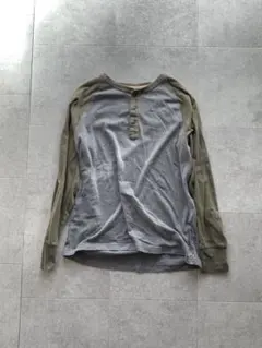 ヘンリーネック ラグラン ロンT 刺繍 グランジ