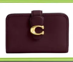COACHコーチタビー高級レザーミディアム二つ折り財布ブラウン - メルカリ