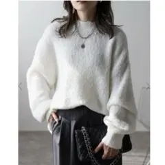 Bonjour sagan 　ウール混ブークレーニットプルオーバー