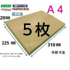 ◈432 ネコポス 厚さ3cm に最適なA4ダンボール箱 ５枚セットのサムネイル