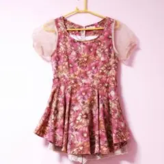 ☆ LIZLISA ぼかし花柄 オーガーンジー切替コンビネゾン リズリサ 送料込