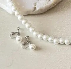 パールネックレス イヤリング セット 8mm 卒業式 入学式 冠婚葬祭 新品