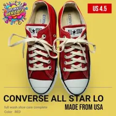 CONVERSE ALL STAR Lo USA製 赤 US4.5 ヴィンテージ