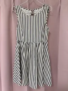ストライプ ノースリーブ ミニワンピース Mサイズ
