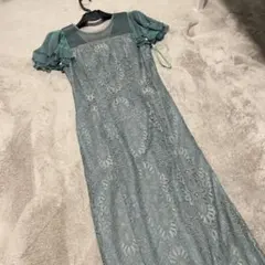 【LAGUNAMOON】ミントグリーン フリル袖 レースドレス