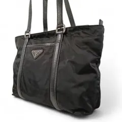 美品 正規品 PRADA プラダ トートバッグ 黒 ナイロン 三角ロゴ ブラック