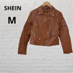 SHEIN（M）ブラウン ライダースジャケット ショート丈 スタイリッシュ