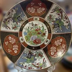 人間国宝 幸兵衛窯 琵琶を持つ胡姫之図飾皿 ペルシャ色絵 銀 彩飾皿