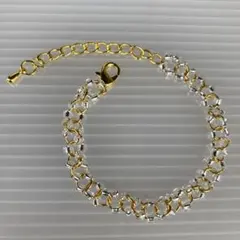 ゴールドチェーンとクリアビーズのブレスレット