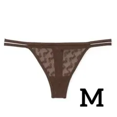 ヴィクトリアシークレット PINK ショーツ ロゴメッシュソング ブラウン M①のサムネイル