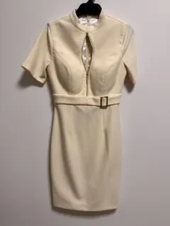 ROBEdeFLEURS☆DEA☆ハイネック上品ミニドレス☆アイボリー系☆美品