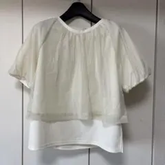 最終価格！トゥエルブアジェンダ❤︎ チュールレイヤード5分袖プルオーバー⭐︎超美品！のサムネイル