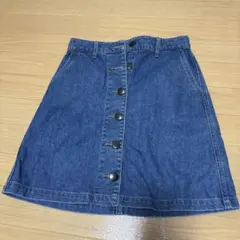 デニム Aライン ミニスカート ボタンフロント