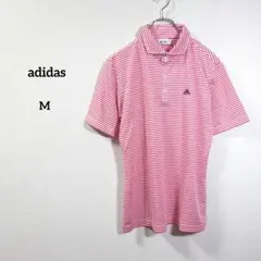 adidas ゴルフ　ポロシャツ　半袖　赤と白のボーダー