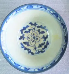 中国古美術 明朝末期～清朝初期 古染付 金魚図 広口鉢 中国持出シール
